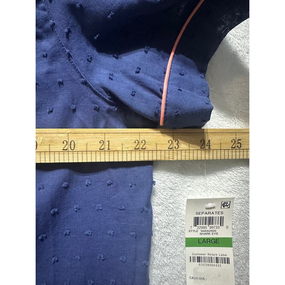 Charter Club Pajama Notch Collar Woven Cotton Pajama Top Size Large - Picture 3 of 8